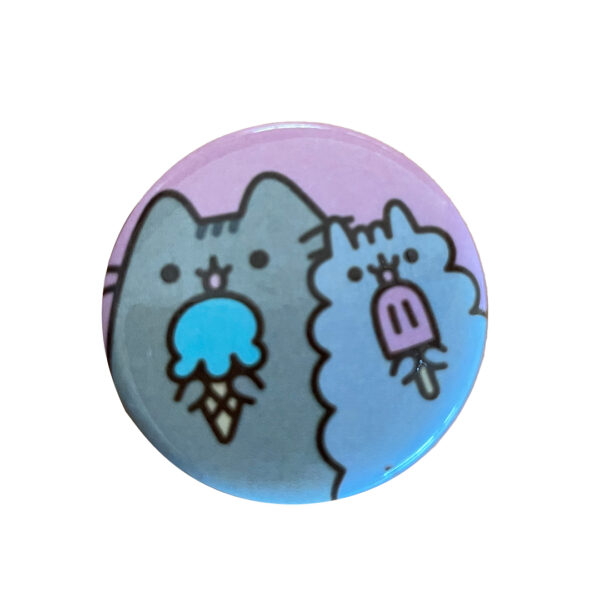 Pusheen Facebook Cat Eating Ice Cream 1 1/4" Pin Hot Topic Exclusive